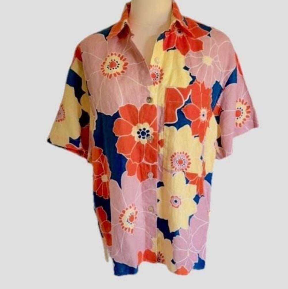 Weekend Only Sale Rails Floral Linen Button Down Shirt Size XL - Picture 2 of 11